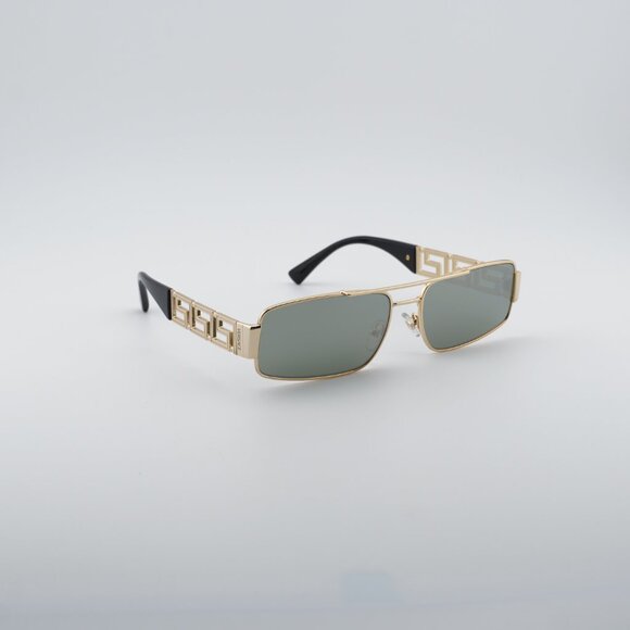 Versace VE2257 100230 Sunglasses Gold Rectangle Frame,Green Mirror Silver Lenses main image 6